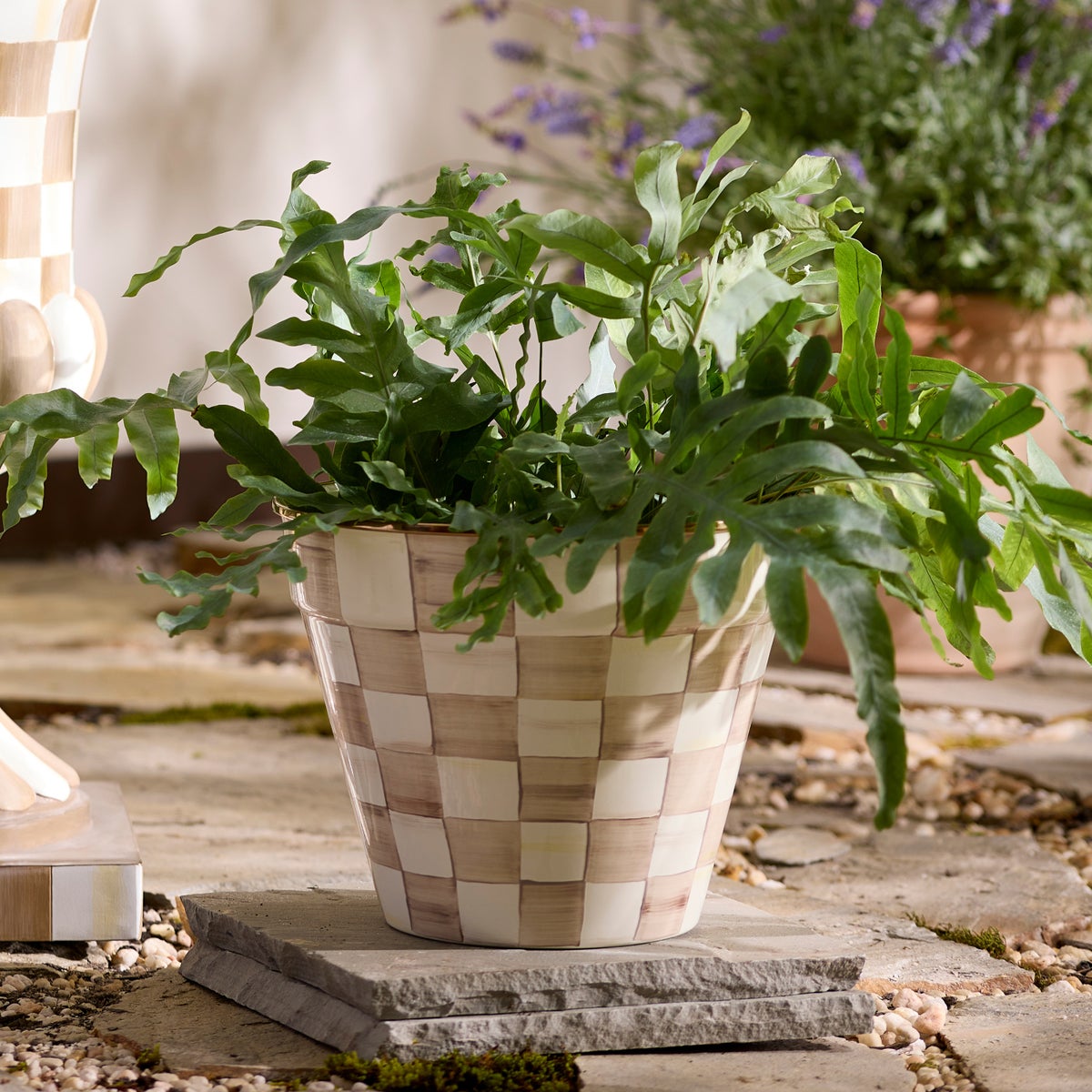 Mocha Check Extra Large Garden Pot - Image 3