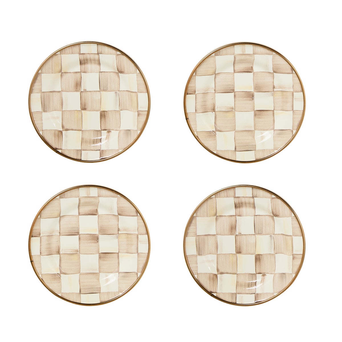 Mocha Check Appetizer Plates, Set of 4 - Image 3