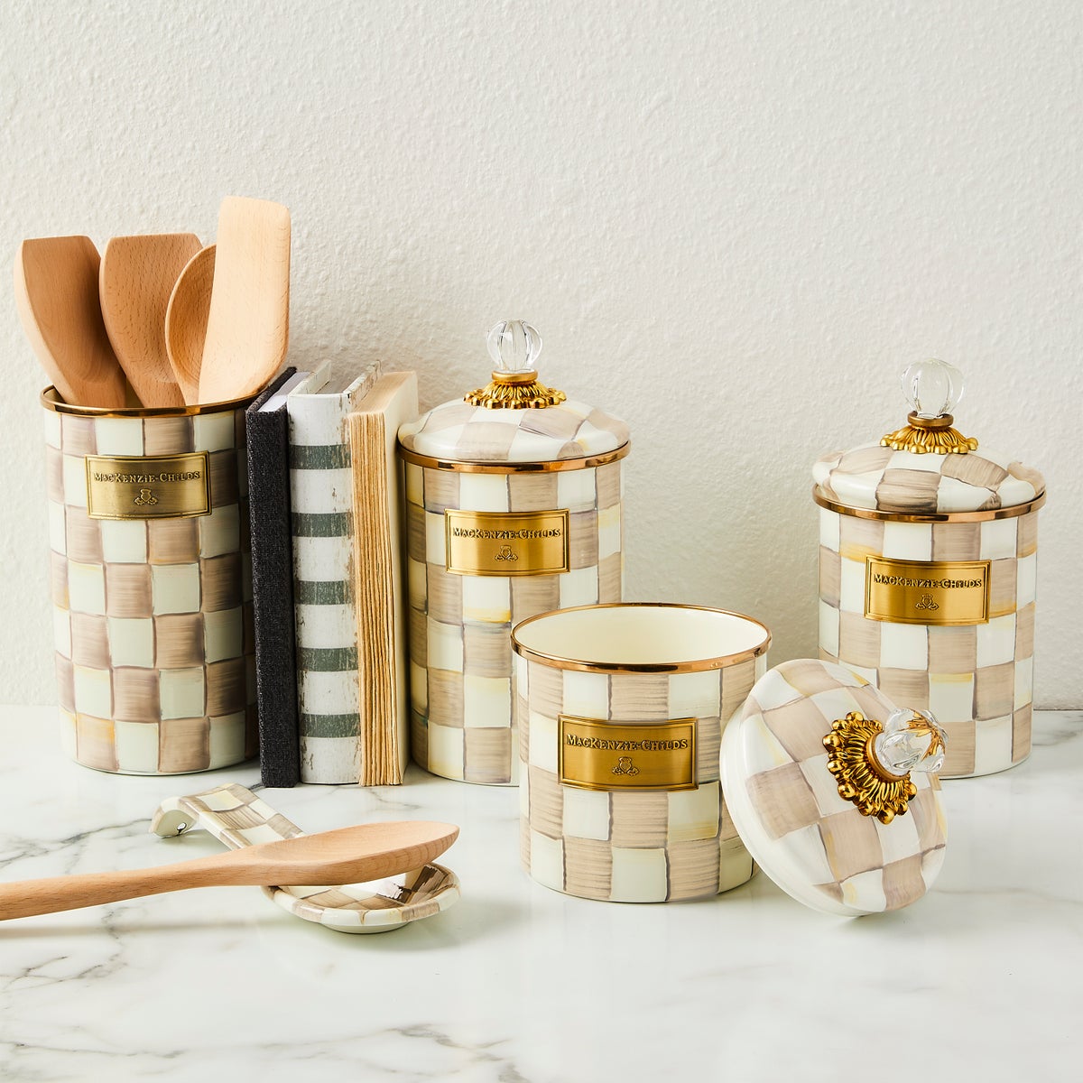 Mocha Check 5pc Kitchen Essentials Set - Image 2